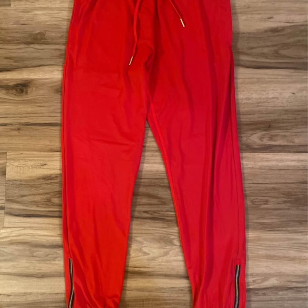 ZYIA Red Track Pants with Tapered Ankles